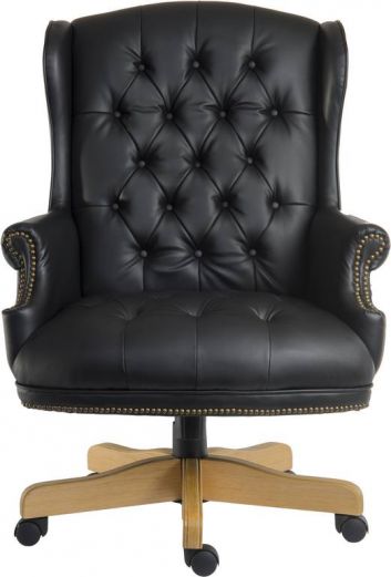 Traditional Chesterfield Black Leather Executive Chair - CHAIRMAN-NOIR